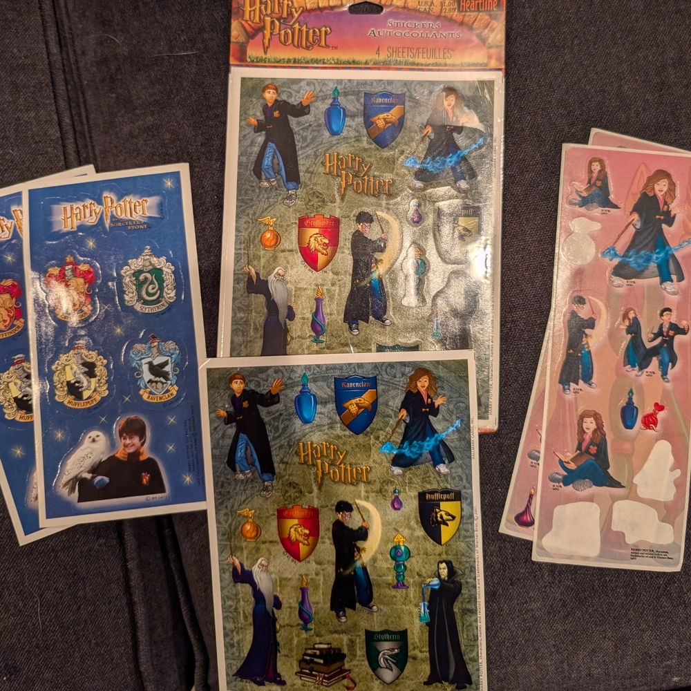 Harry Potter Sticker Sheets, Vintage, Early 2000s, Y2K